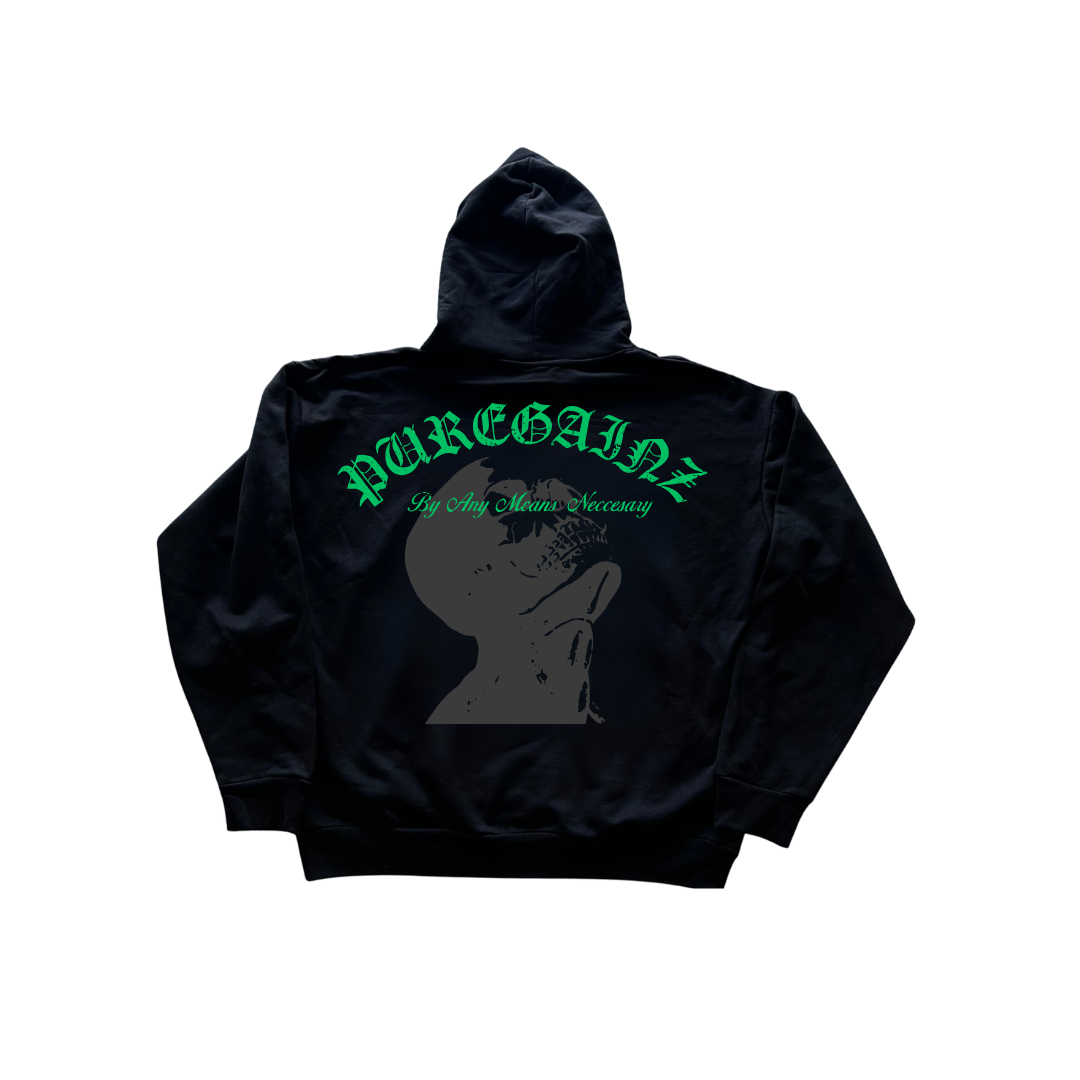 By Any Means Skully Hoodie (GREEN) – Pure Gainz Apparel