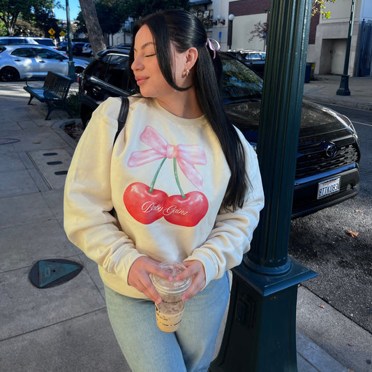 Cream Cherry Crewneck Sweatshirt