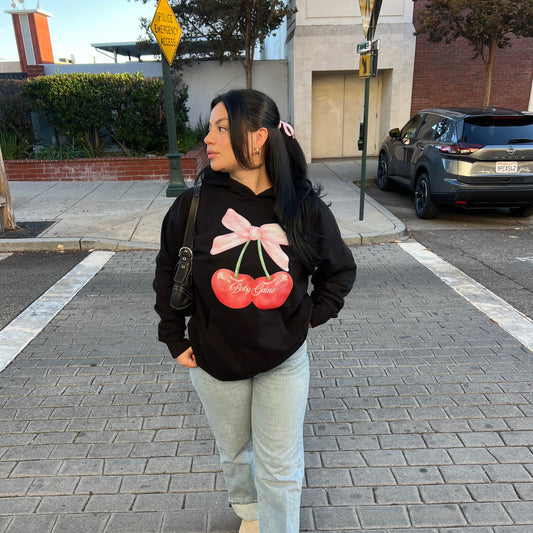 Cherry Black Oversized Hoodie