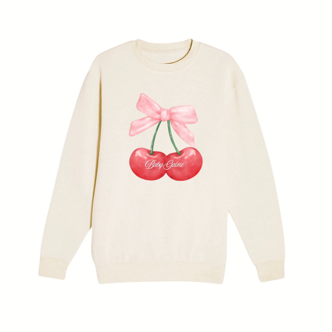 Cream Cherry Crewneck Sweatshirt